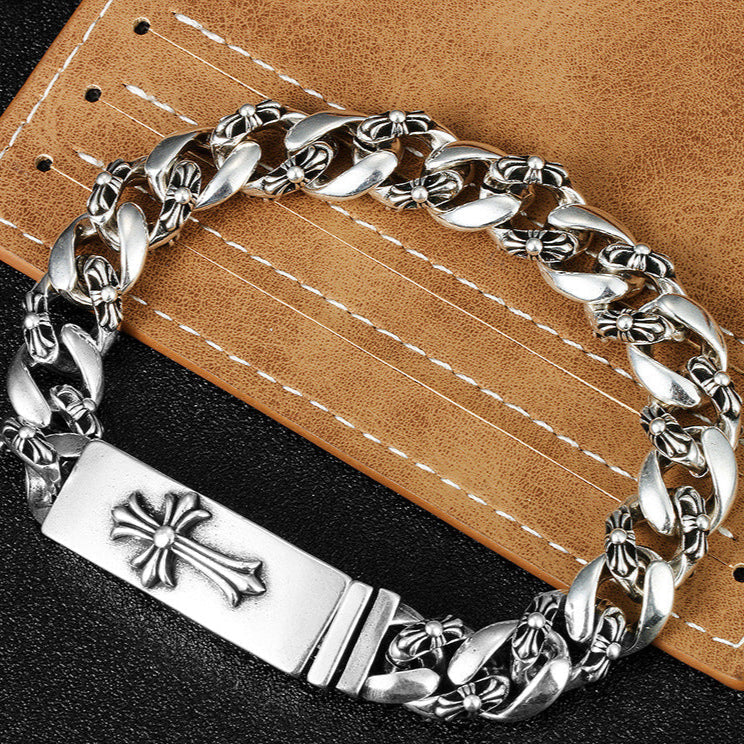 Chrome Hearts Cross Motif Curb Chain Bracelet – CH-Jewelry