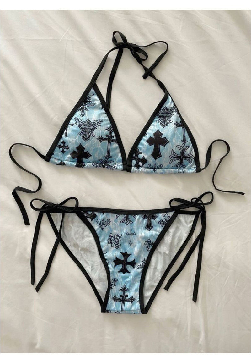 Chrome Heart Cross Bikini Swimsuit Women's Split Strap