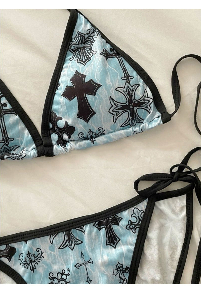 Chrome Heart Cross Bikini Swimsuit Women's Split Strap