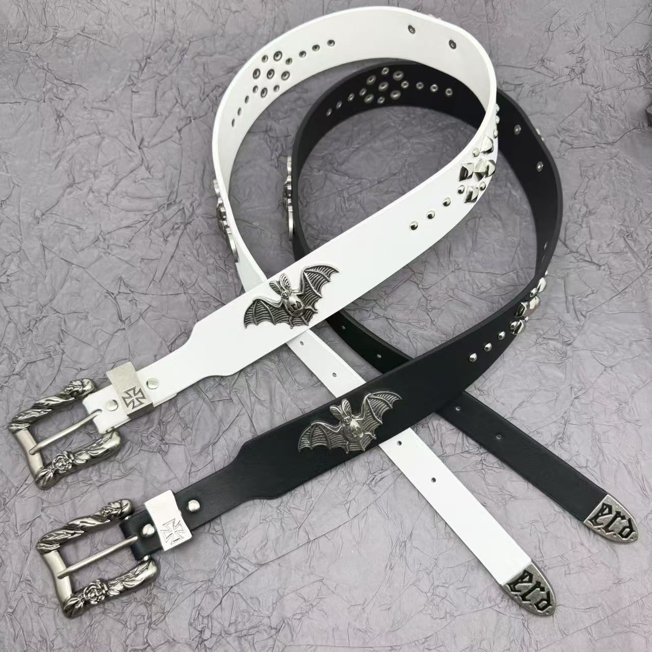 ERD Bat & Cross Punk Rivet Belt