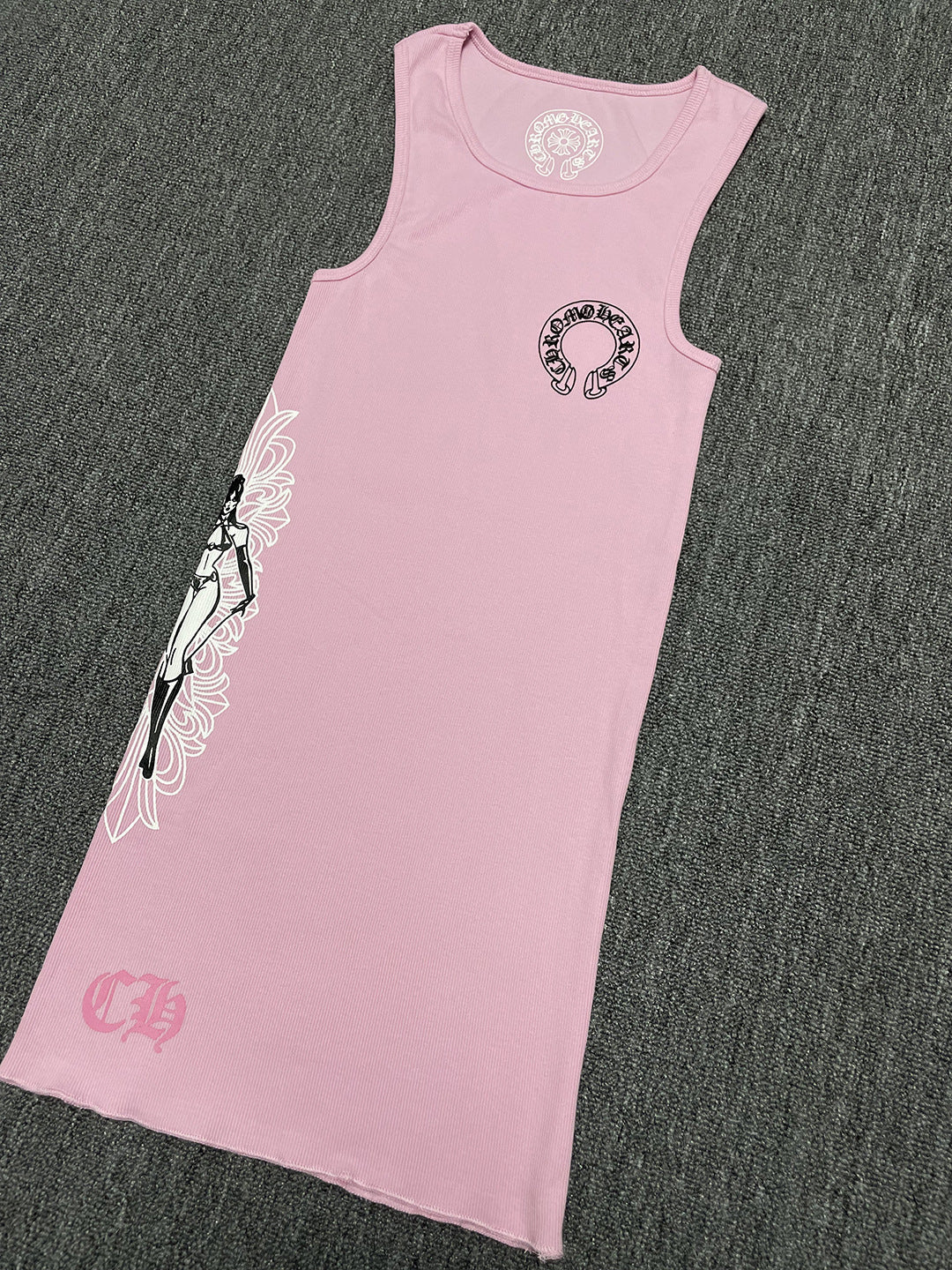 Chrome Hearts Pink Deadly Doll Rib Tank Top T-shirt