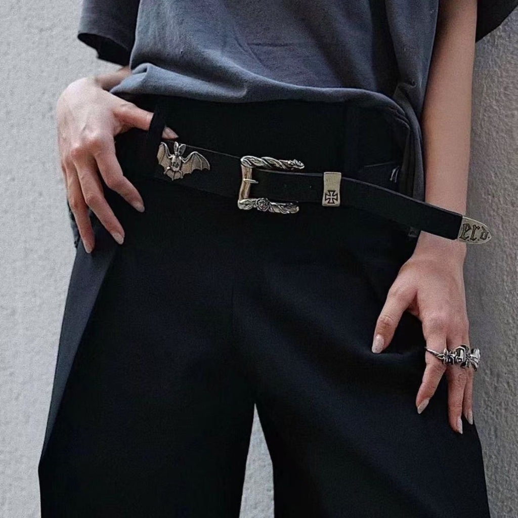 ERD Bat & Cross Punk Rivet Belt
