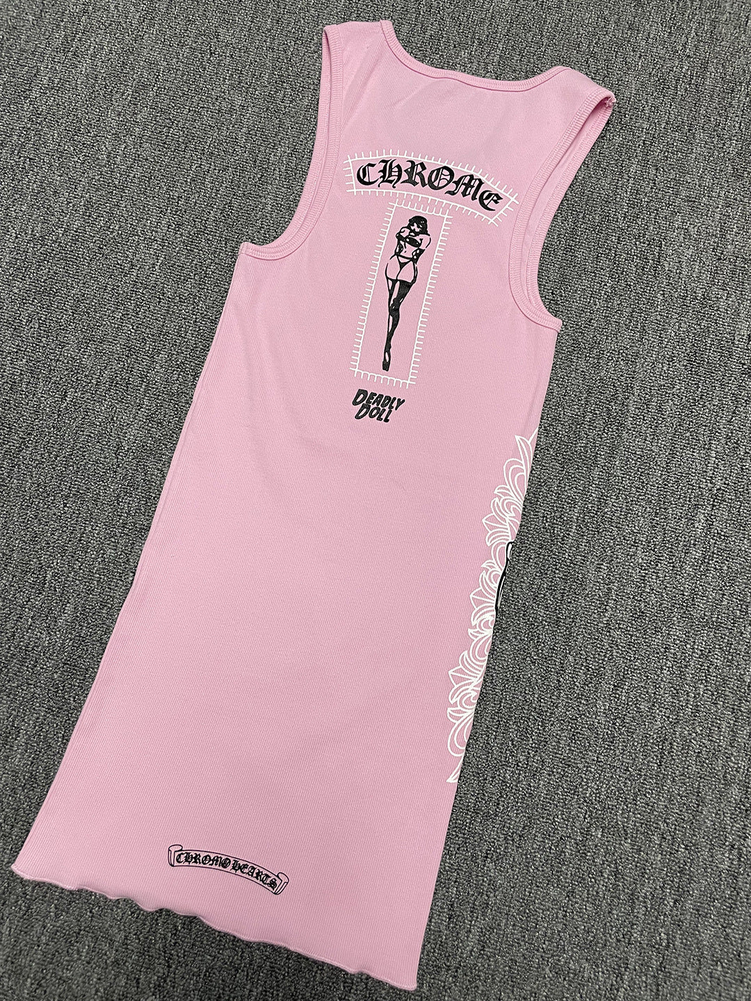 Chrome Hearts Pink Deadly Doll Rib Tank Top T-shirt