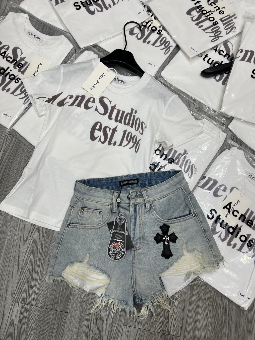 Chrome Hearts High waisted A-line fringed denim shorts sweet and cool slimming and hot pants for women