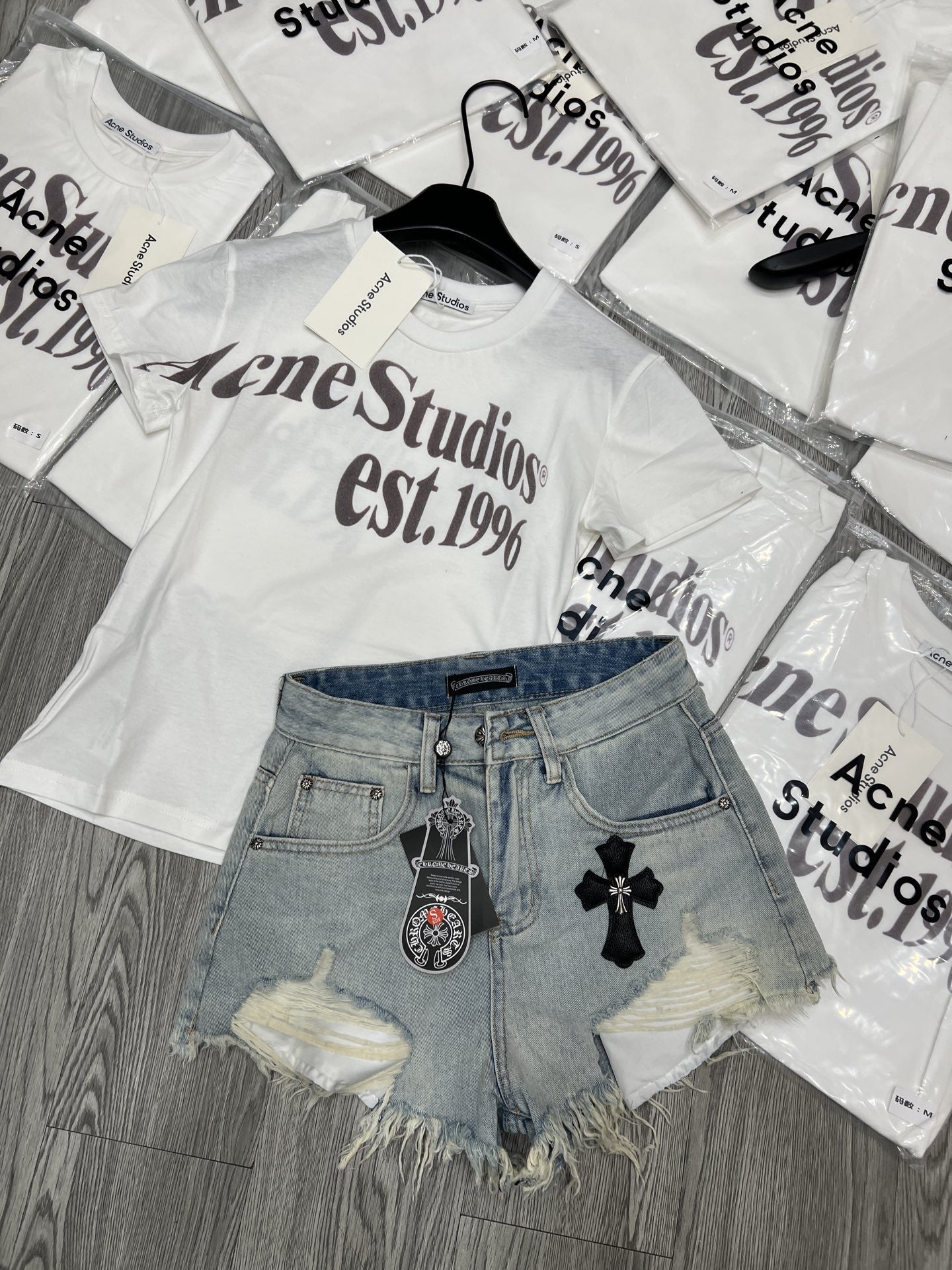 Chrome Hearts High waisted A-line fringed denim shorts sweet and cool slimming and hot pants for women