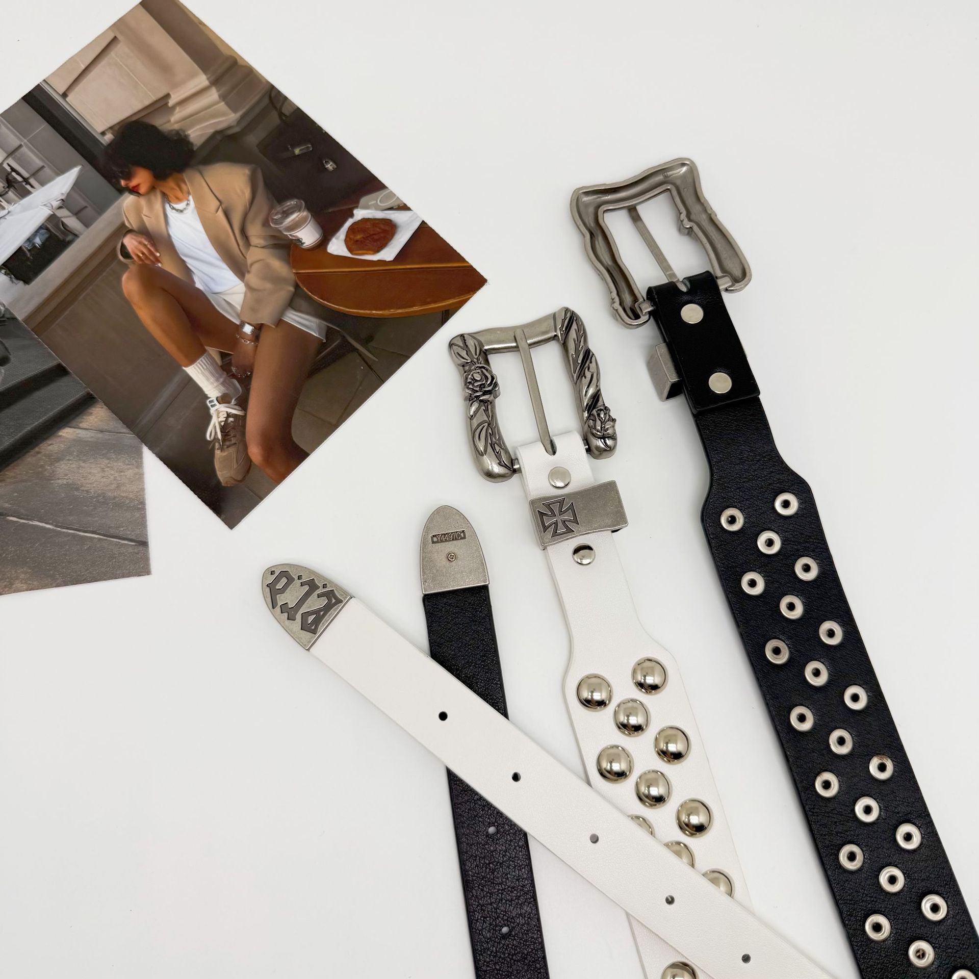 ERD Bat & Cross Punk Rivet Belt