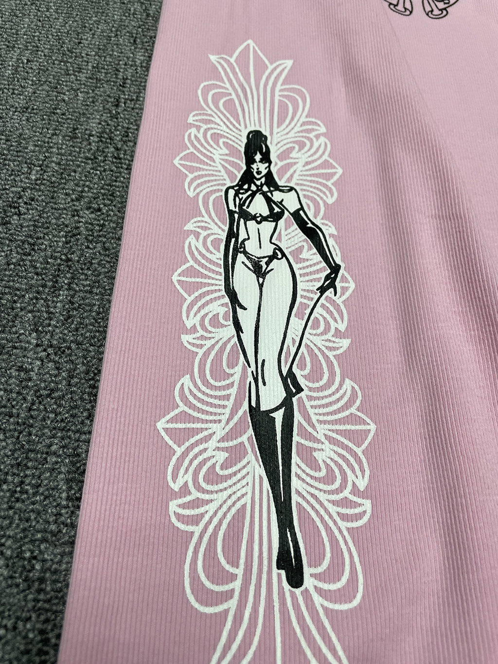 Chrome Hearts Pink Deadly Doll Rib Tank Top T-shirt