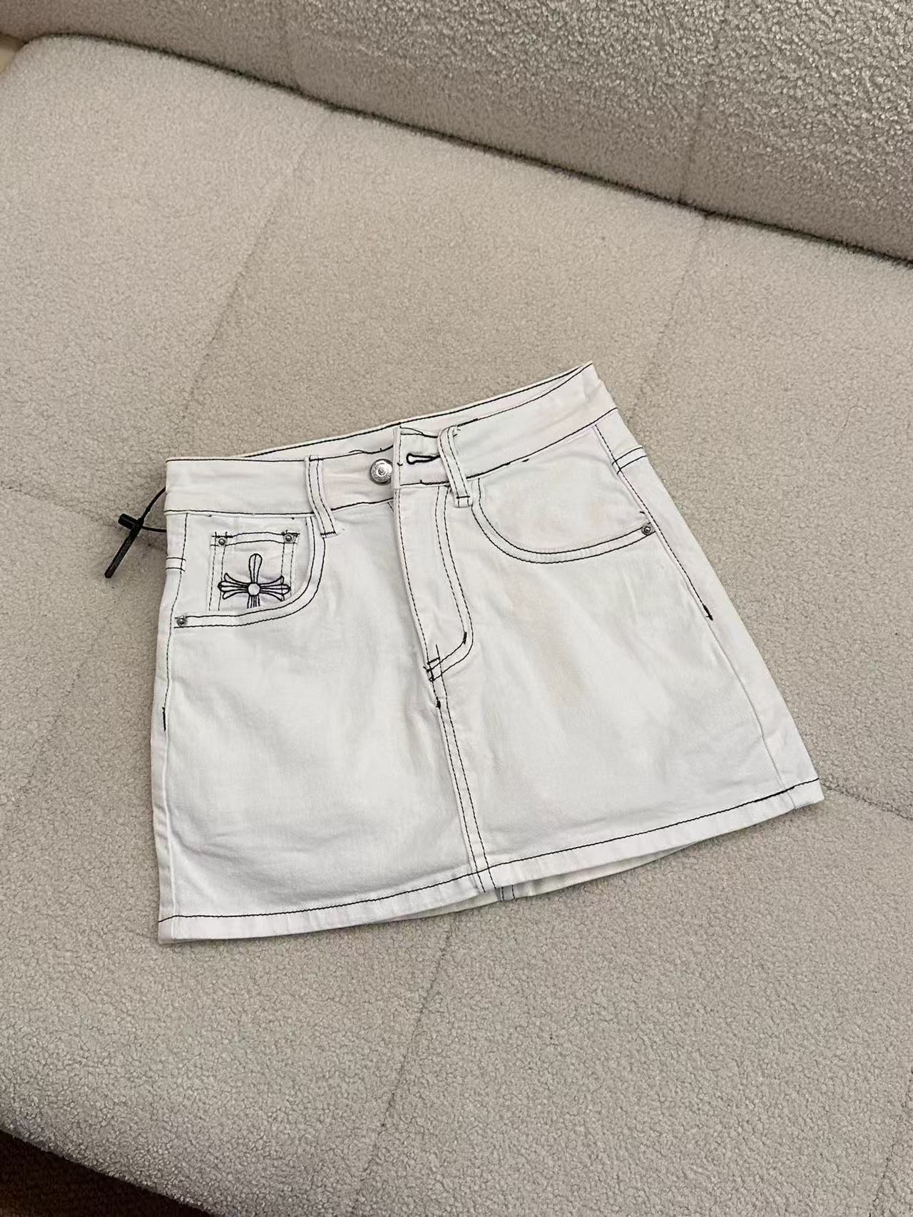 Chrome Hearts High Embroidered tight denim shorts skirt for women