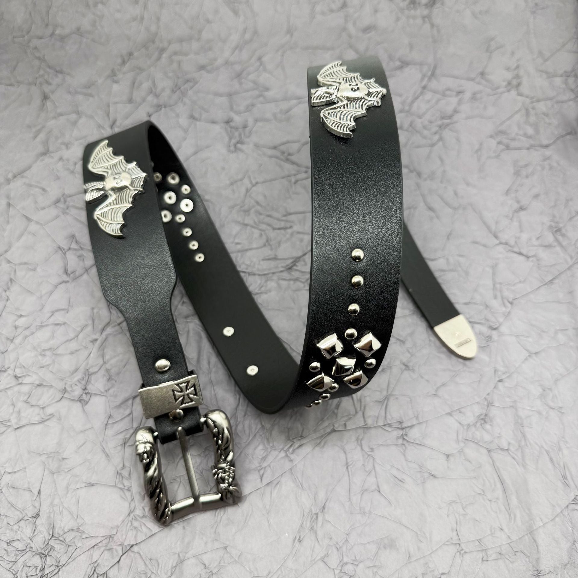 ERD Bat & Cross Punk Rivet Belt