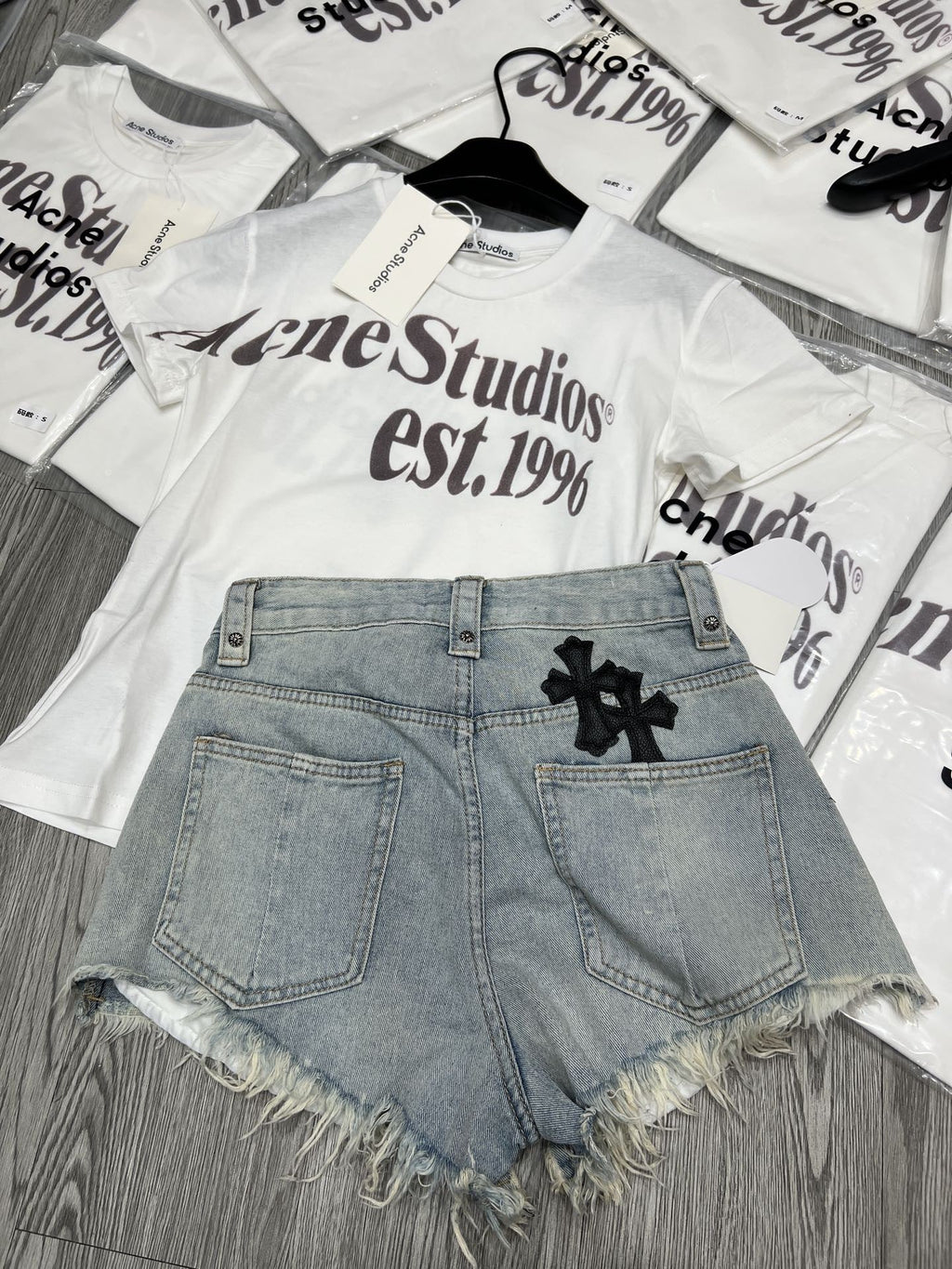 Chrome Hearts High waisted A-line fringed denim shorts sweet and cool slimming and hot pants for women