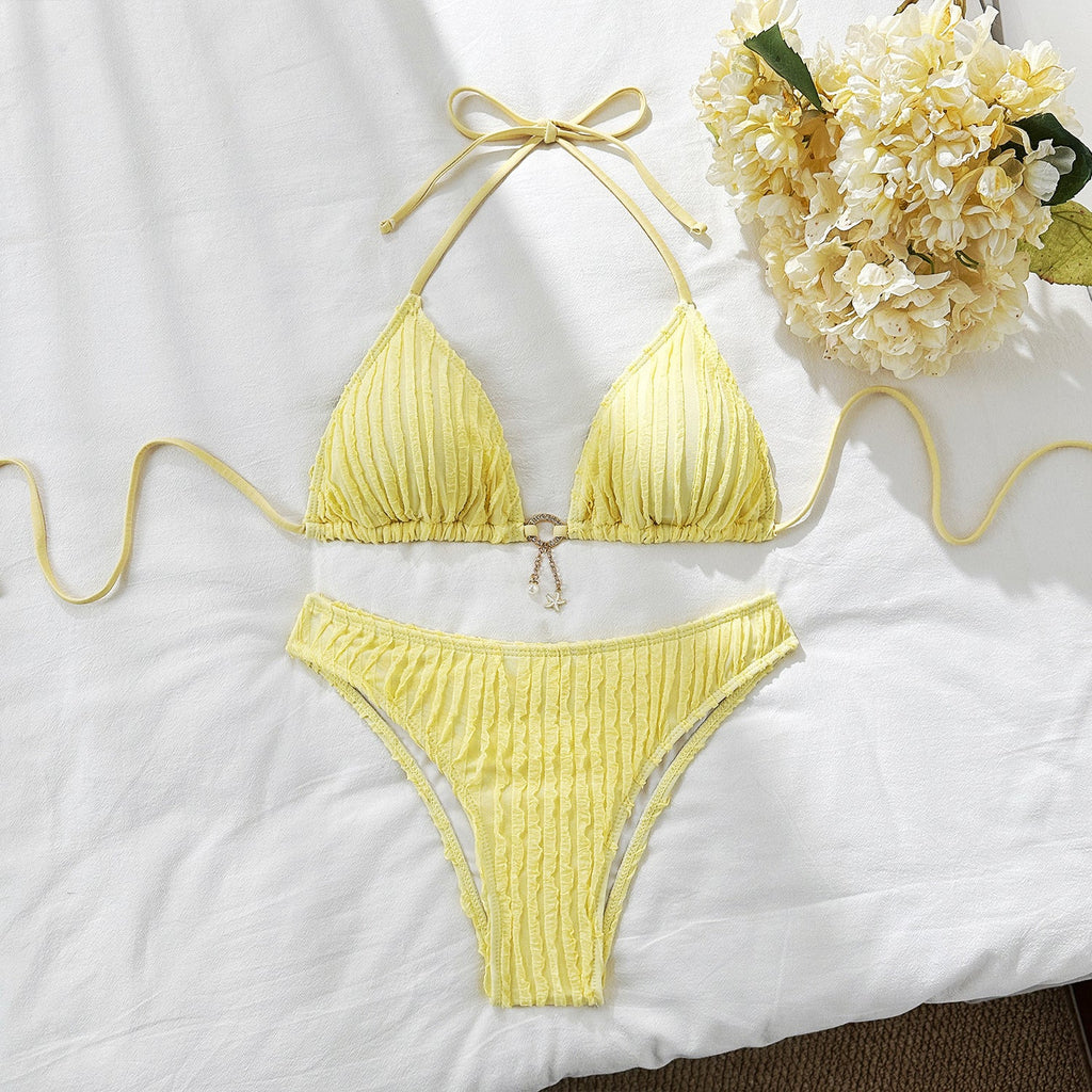 Drawstring Straps Swimsuit Bikini