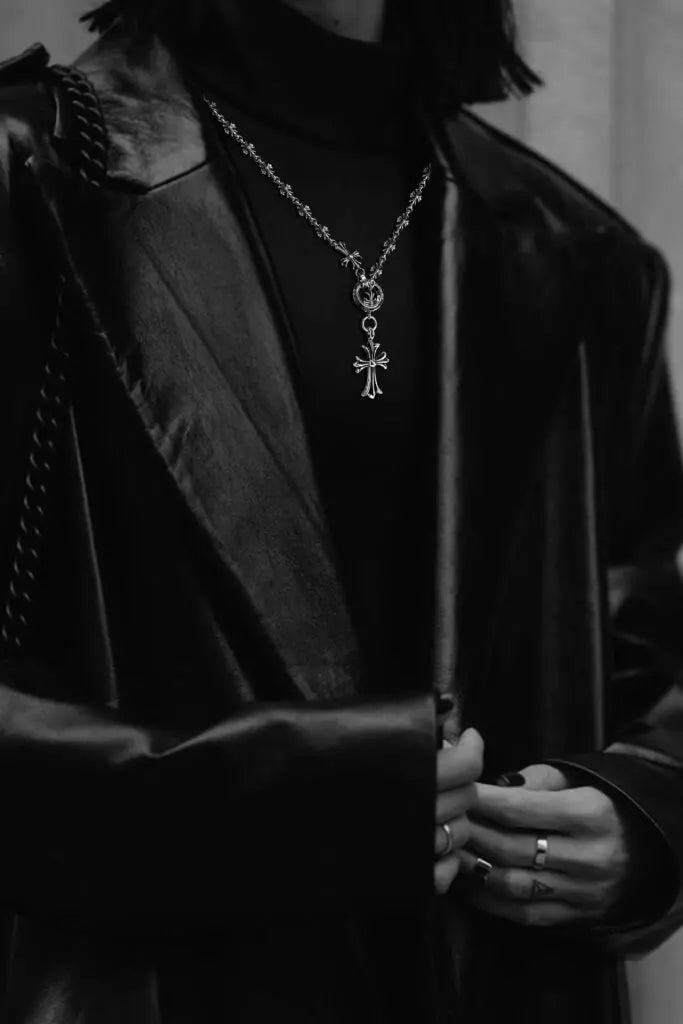 Chrome Hearts Cross And Babyfat Charm With Tiny E Ch Plus Chalk Necklace