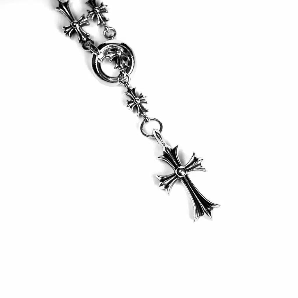 Chrome Hearts Cross And Babyfat Charm With Tiny E Ch Plus Chalk Necklace
