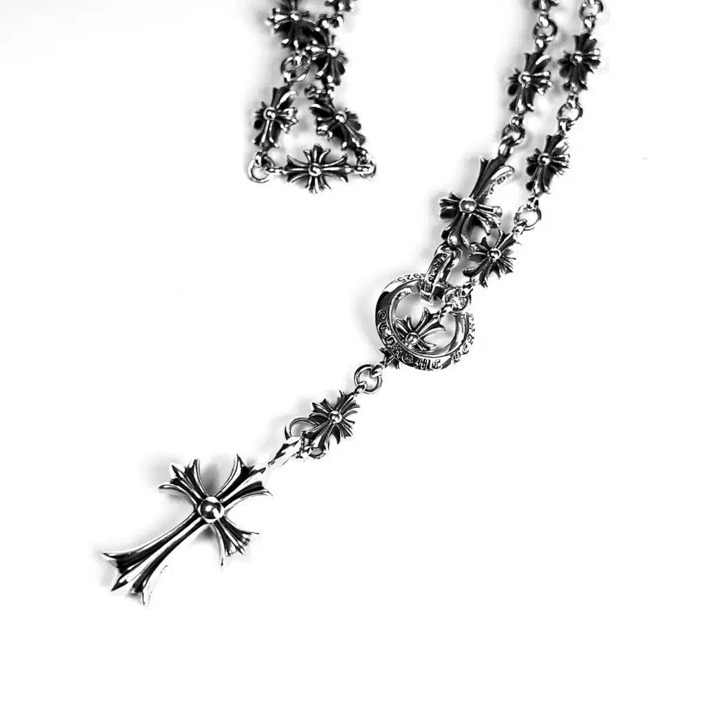 Chrome Hearts Cross And Babyfat Charm With Tiny E Ch Plus Chalk Necklace