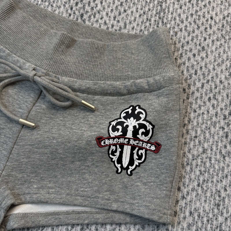 Chrome Hearts Sword gray shorts for women