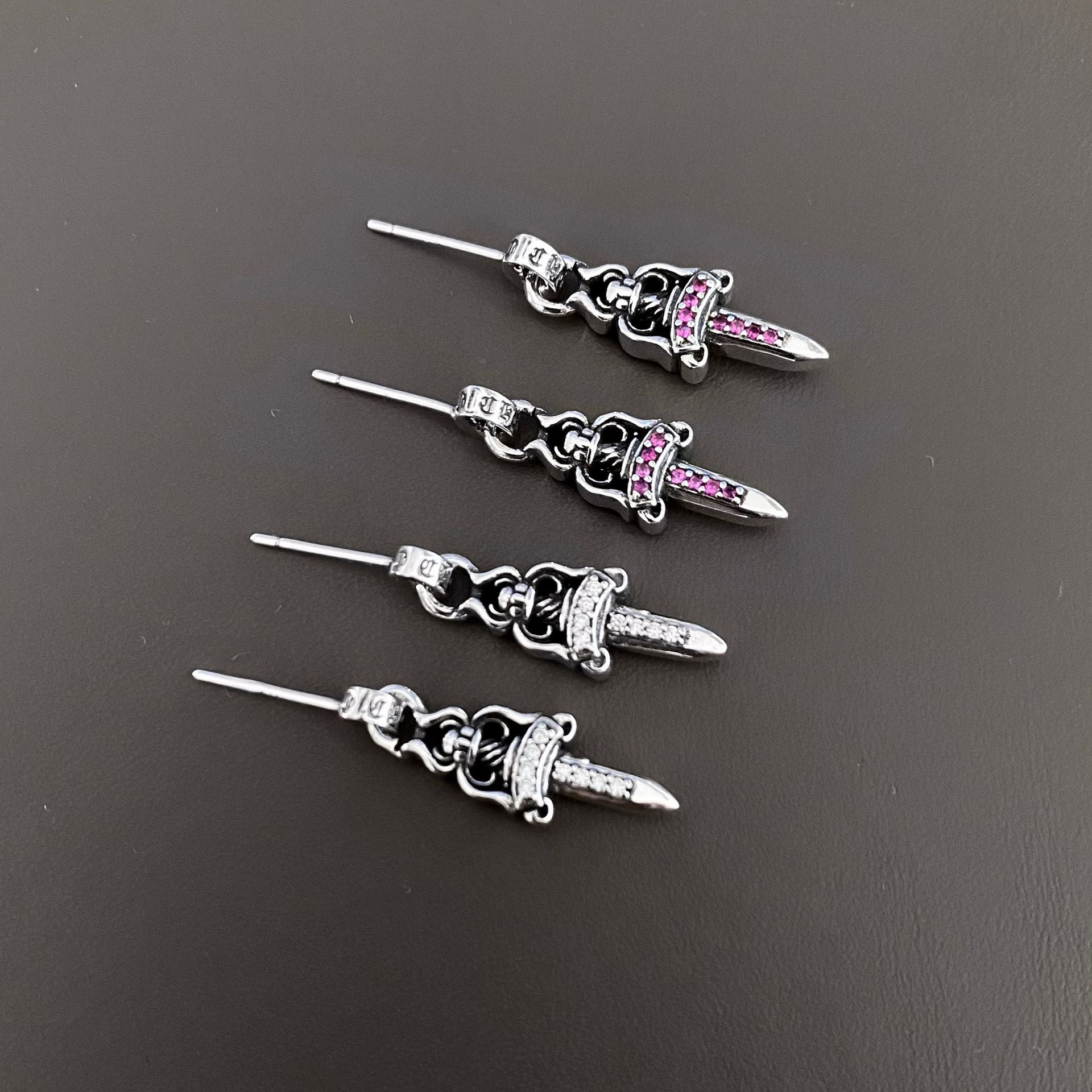 Chrome Hearts hand-made stone-set earrings