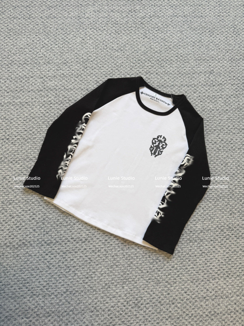 chrome hearts black and white stitching contrasting Sanskrit Sweathirt