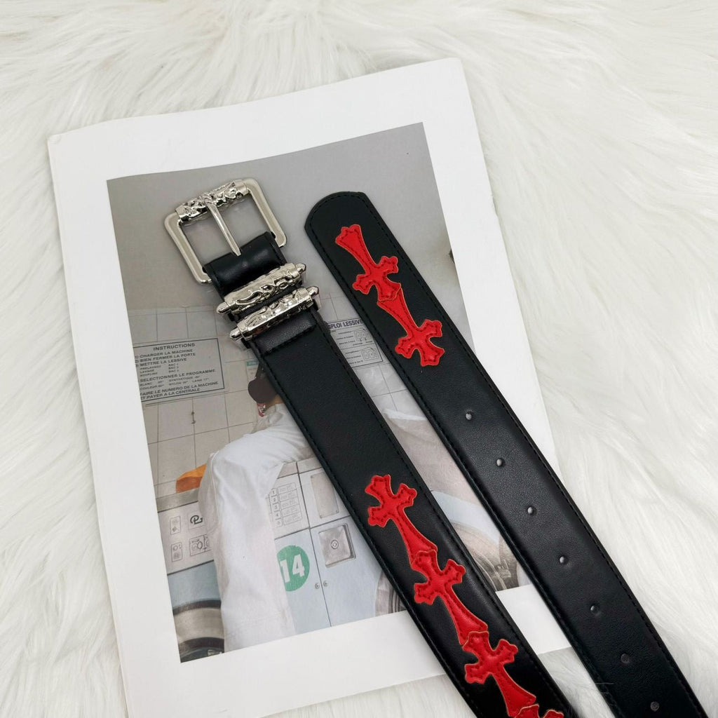 Chrome Hearts White Pebbled Leather Belt