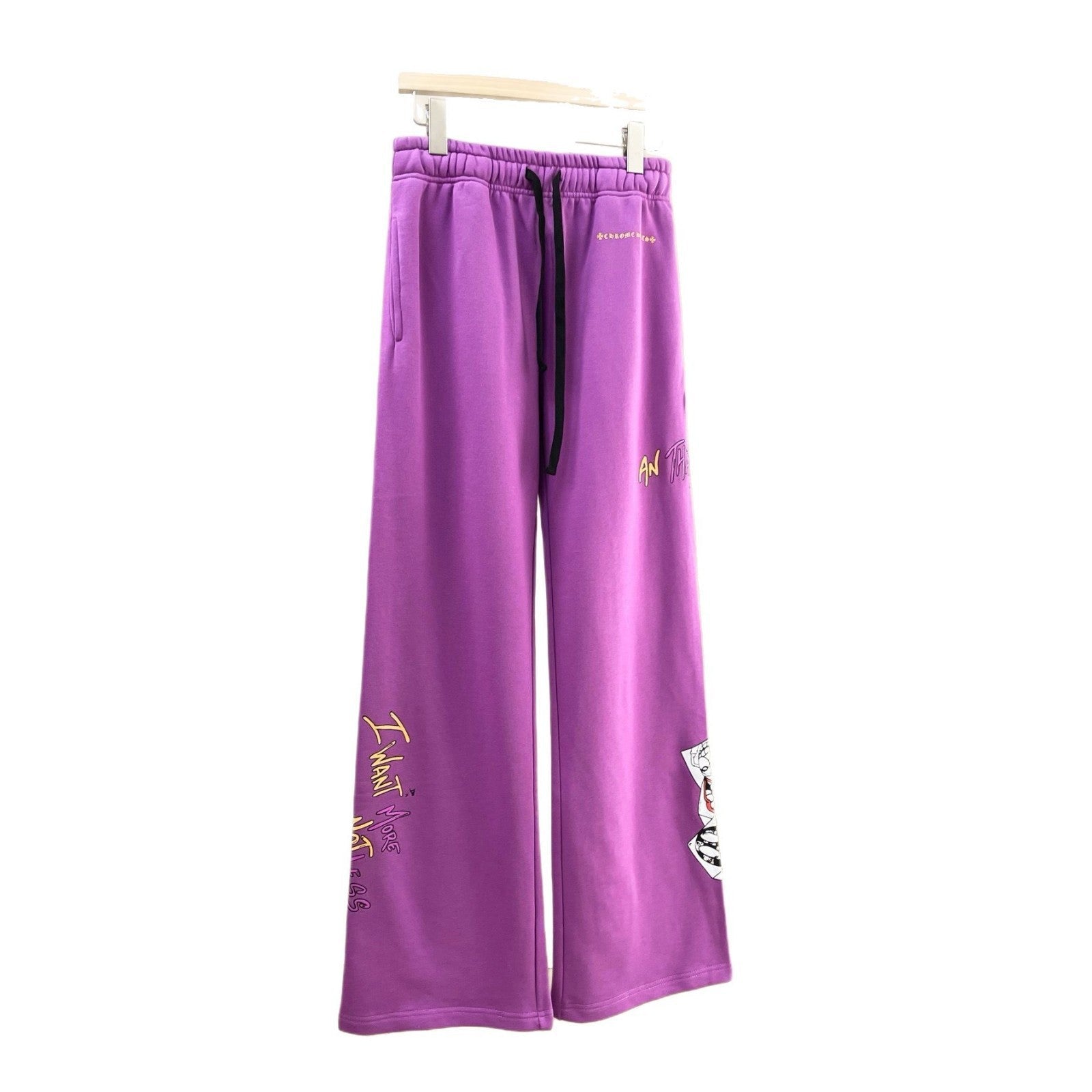 Chrome Hearts graffiti print casual drawstring purple sweatpants