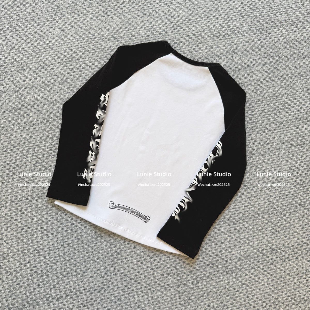 chrome hearts black and white stitching contrasting Sanskrit Sweathirt