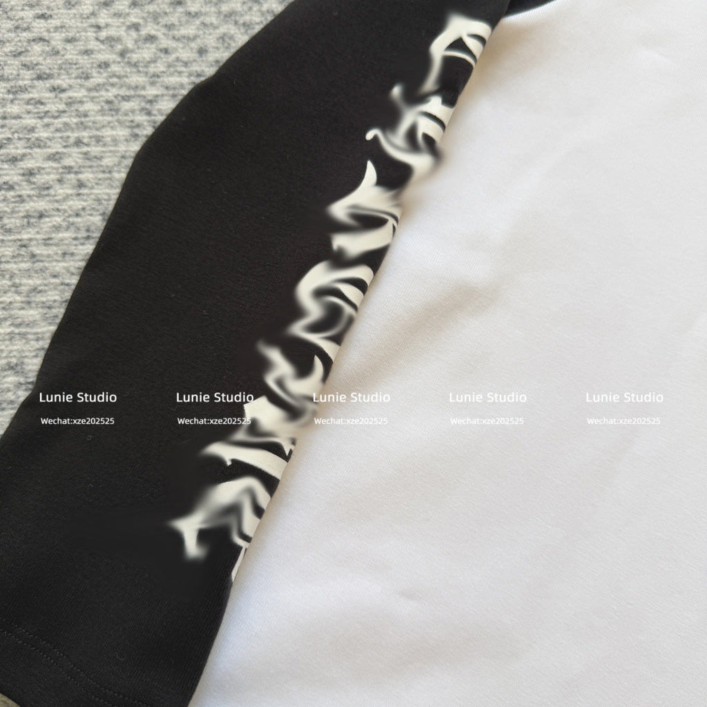 chrome hearts black and white stitching contrasting Sanskrit Sweathirt