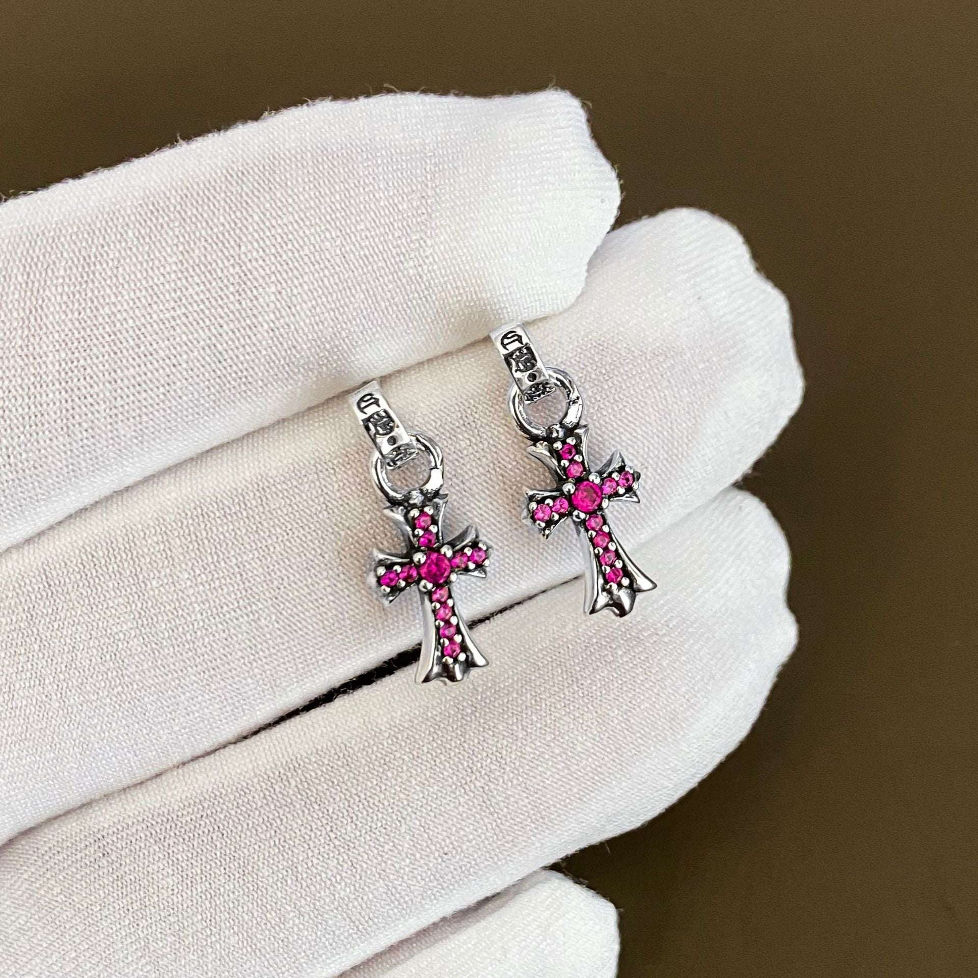 Chrome Hearts hand-made stone-set earrings