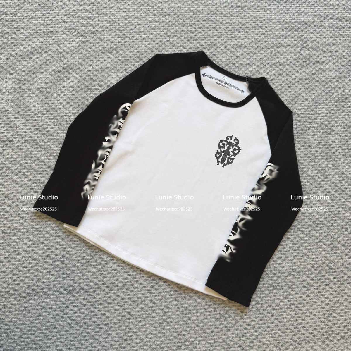chrome hearts black and white stitching contrasting Sanskrit Sweathirt