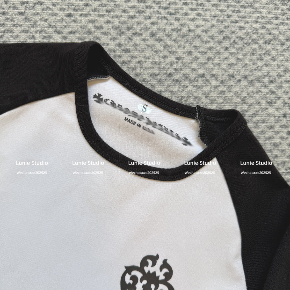 chrome hearts black and white stitching contrasting Sanskrit Sweathirt