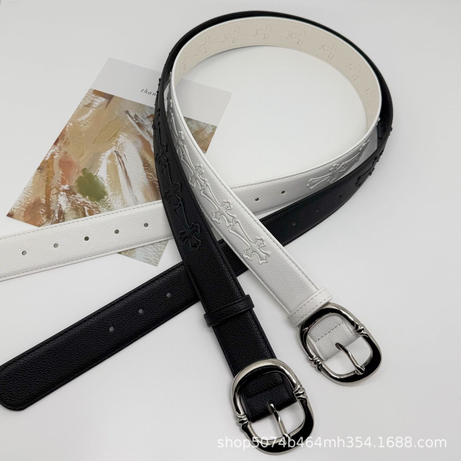 Chrome Hearts Black&White Cross Color Retro Belt