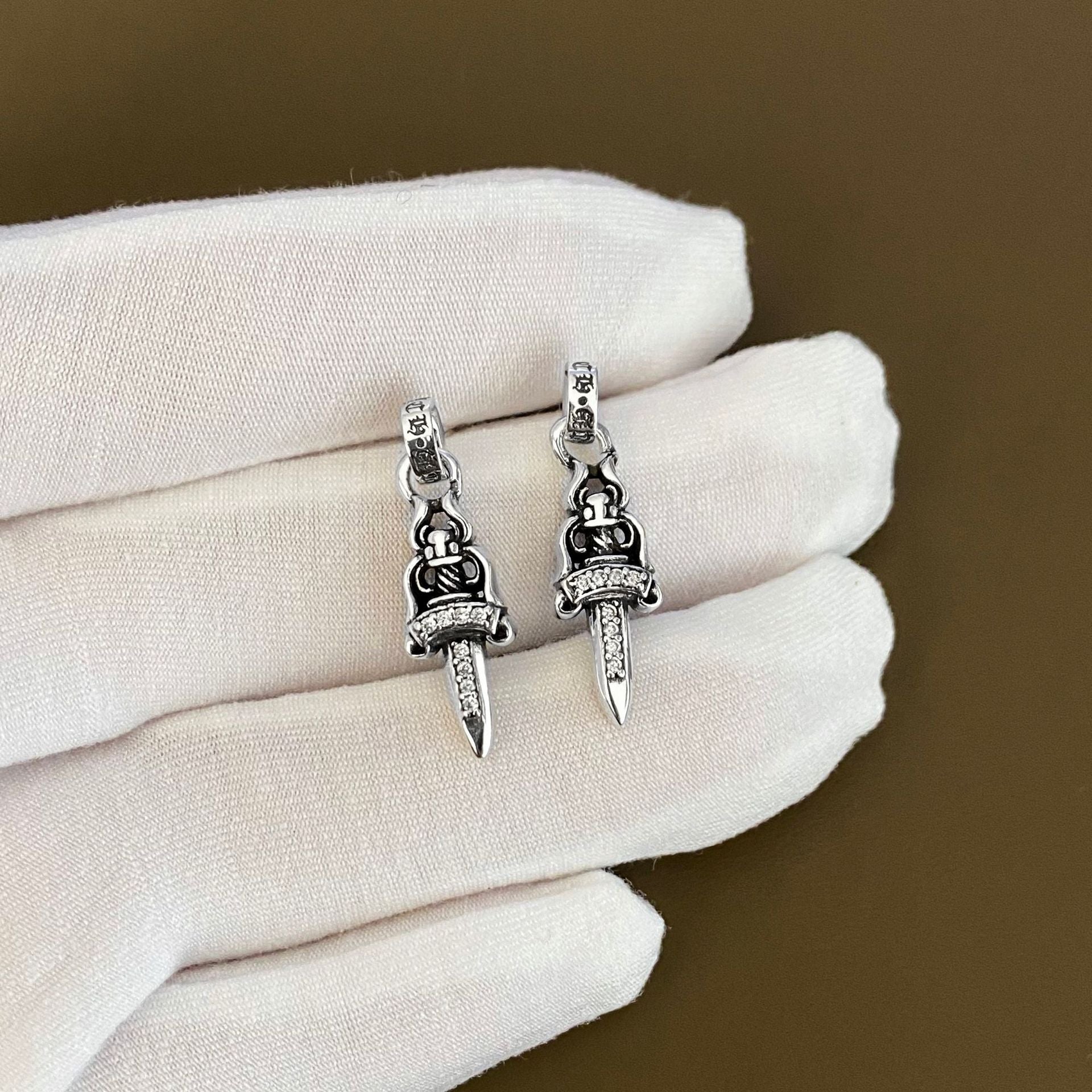 Chrome Hearts hand-made stone-set earrings