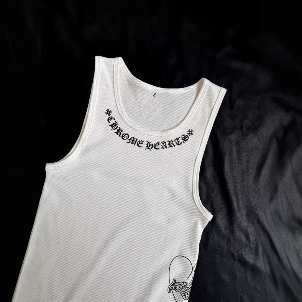 Chrome Hearts Heart Vine Print Elastic Slim Vest