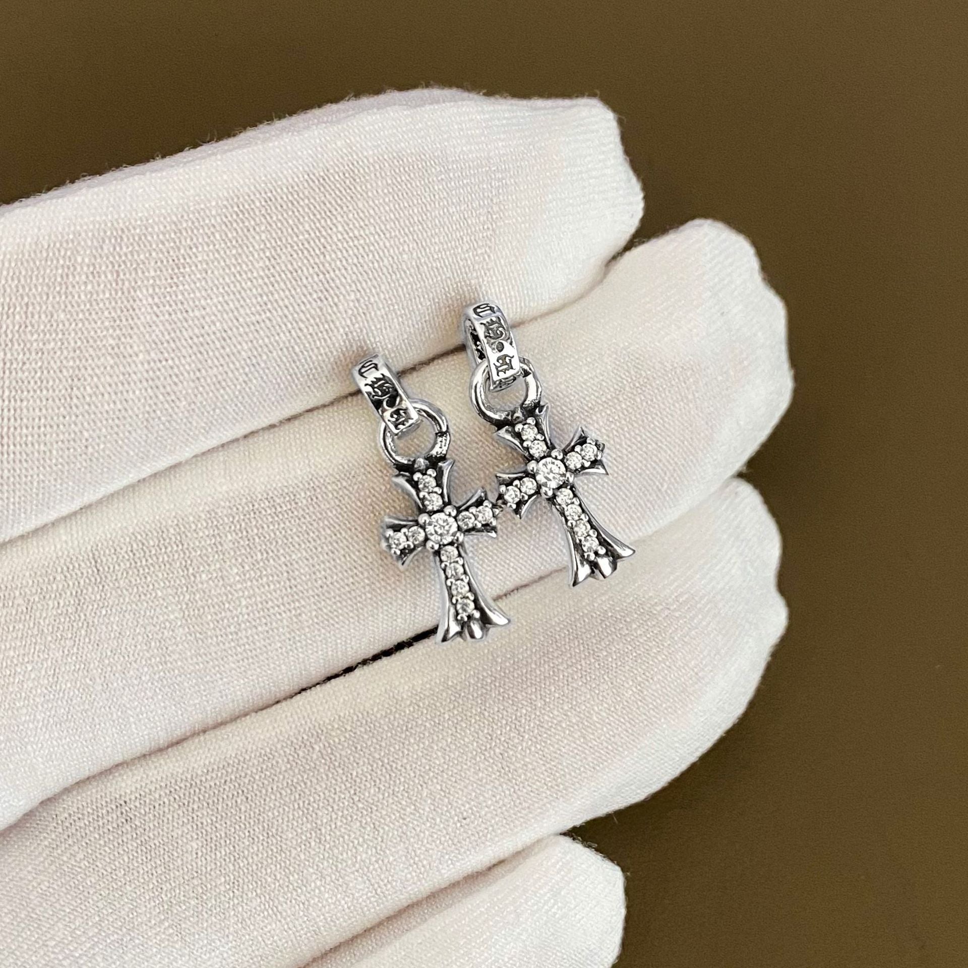 Chrome Hearts hand-made stone-set earrings