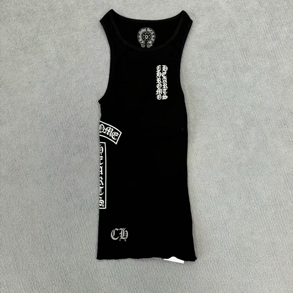 Chrome Hearts T-shaped layered printed vest skirt Tank Tops