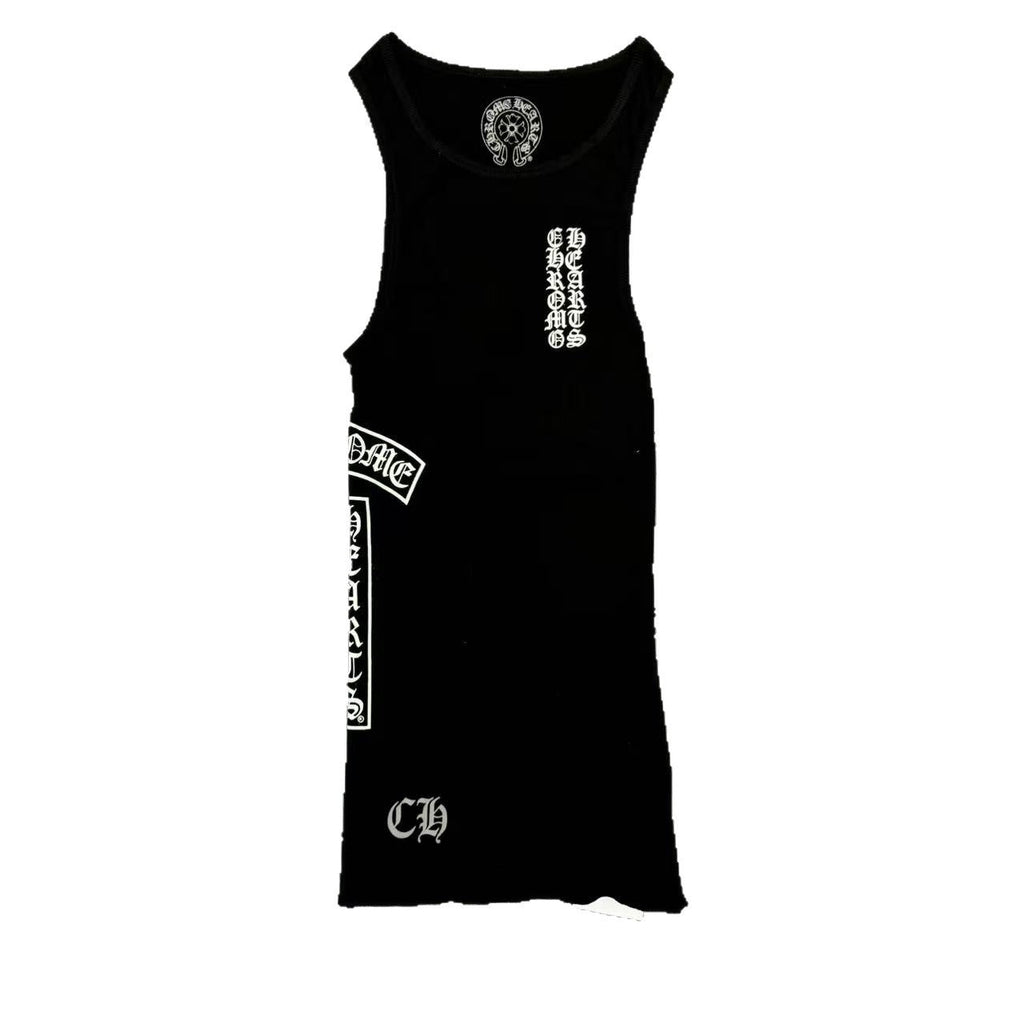 Chrome Hearts T-shaped layered printed vest skirt Tank Tops