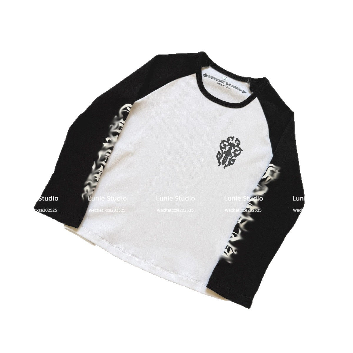chrome hearts black and white stitching contrasting Sanskrit Sweathirt