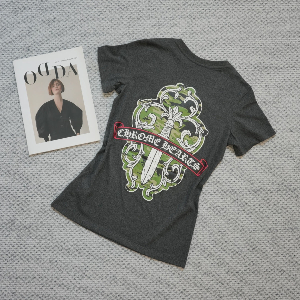 Chrome Hearts camouflage sword V-neck short-sleeved T-shirt