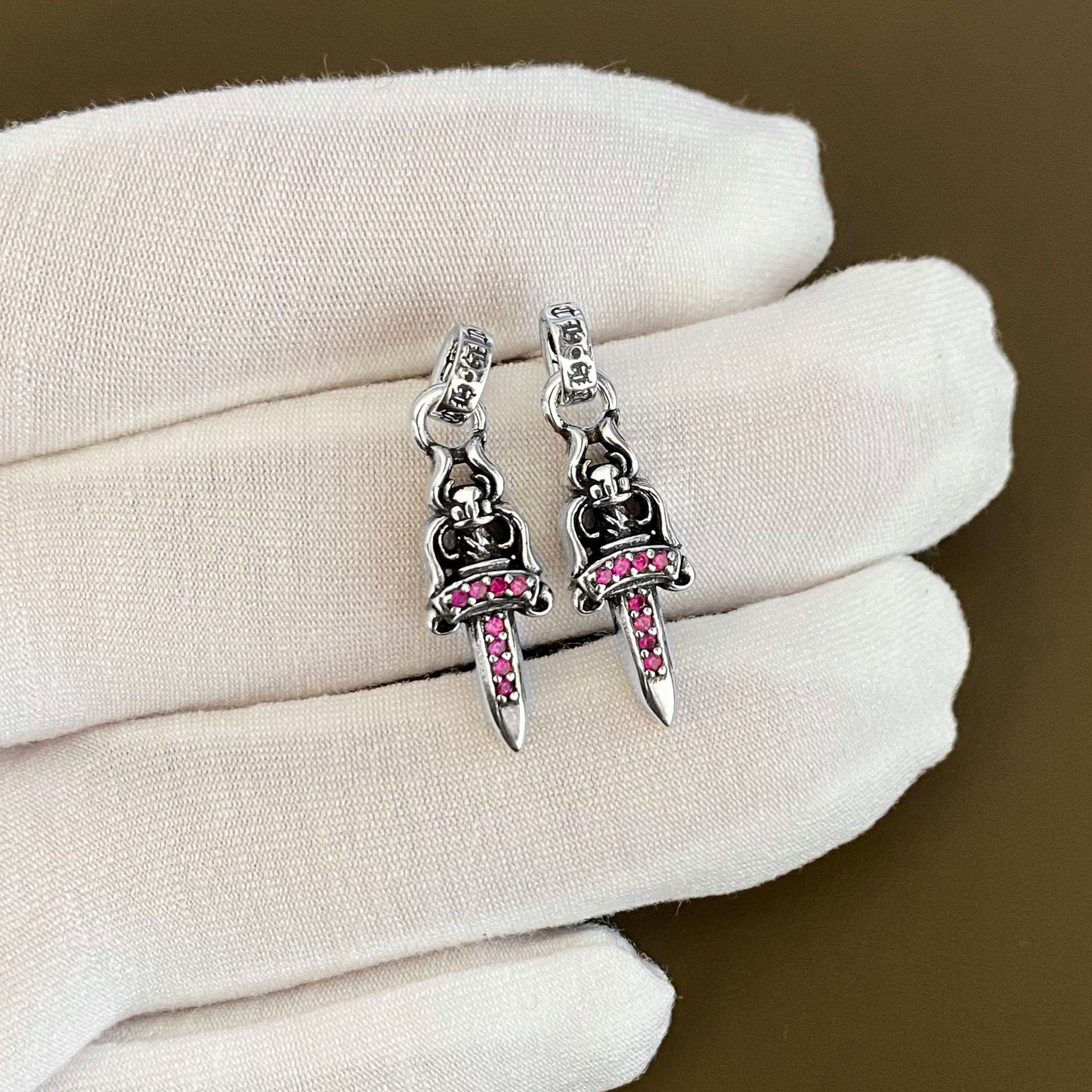 Chrome Hearts hand-made stone-set earrings