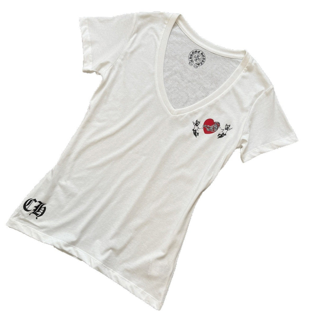 chrome hearts second-hand heart V-neck T-shirt for women