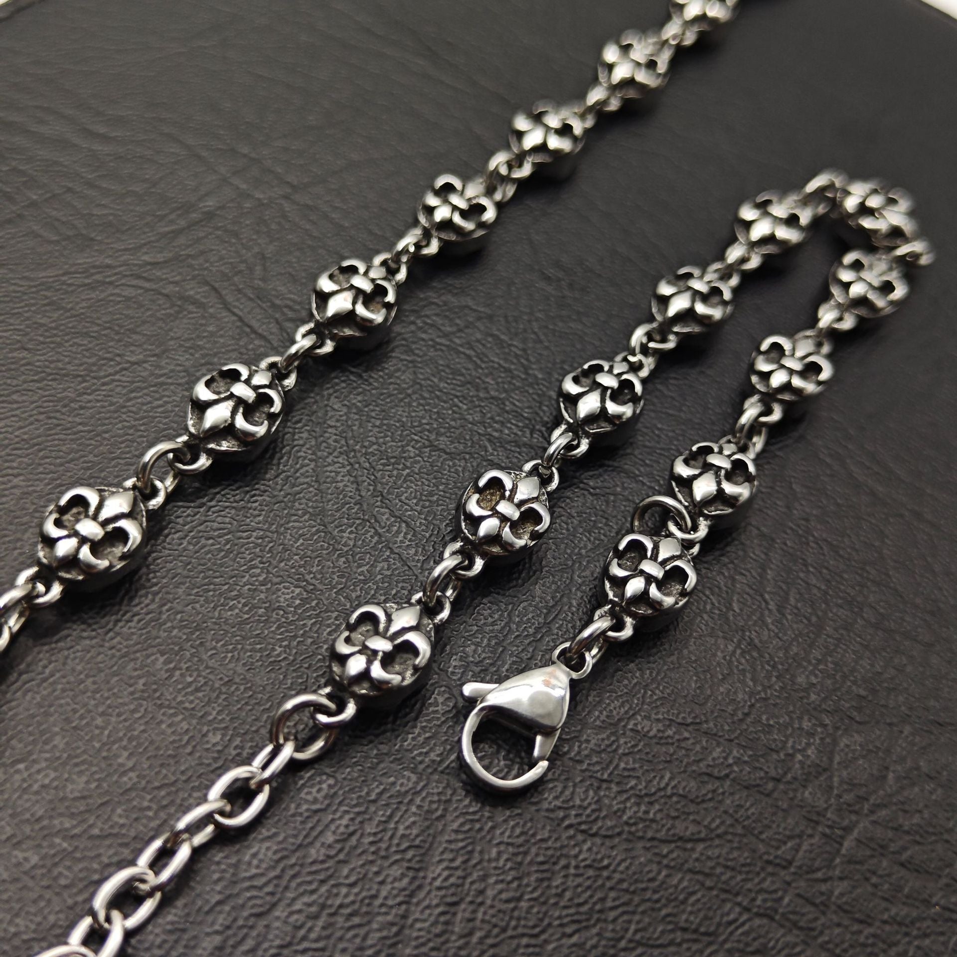 Chrome Hearts anchor flower ball Silver Sterling 925 bracelet