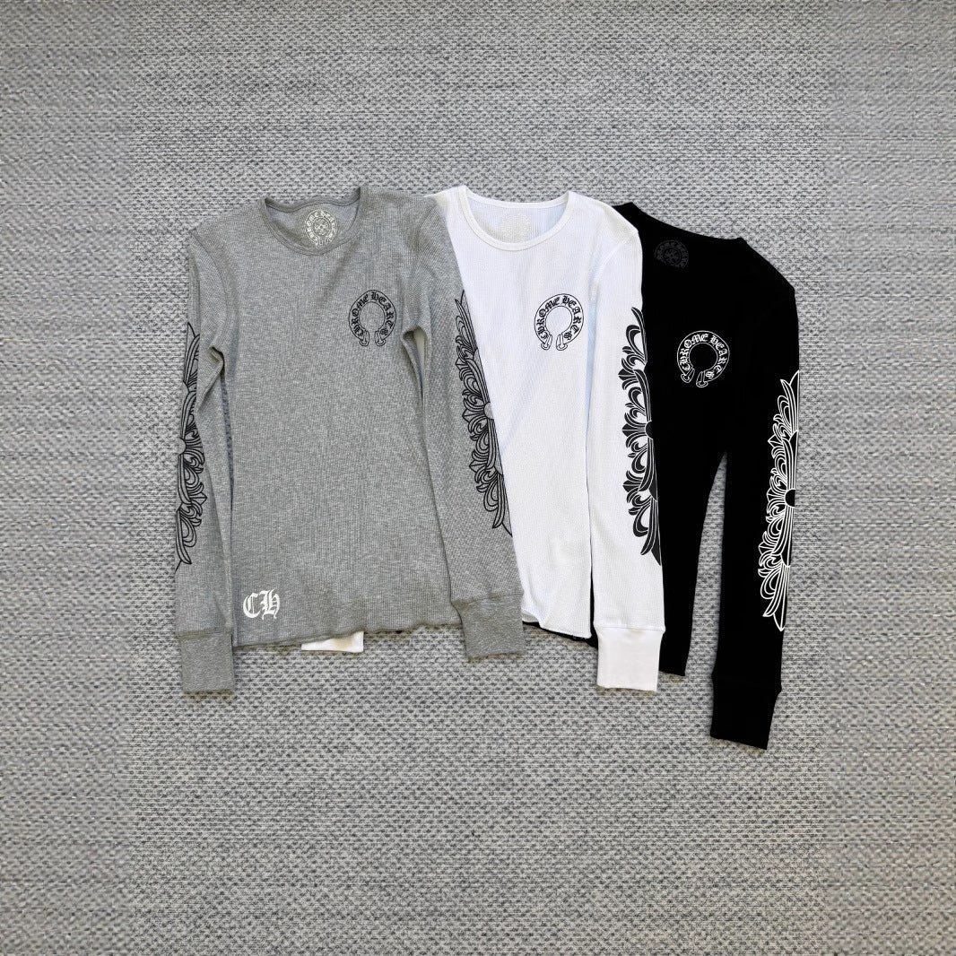 Chrome Hearts waffle horseshoe print long-sleeved Sweathirt