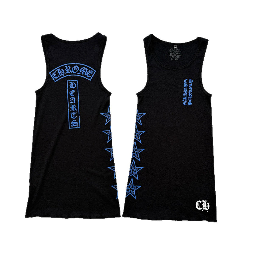chrome hearts five-star print thread slim vest skirt for women
