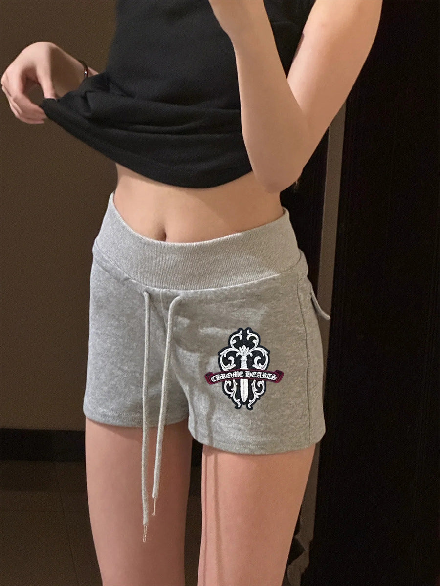 Chrome Hearts Sword gray shorts for women