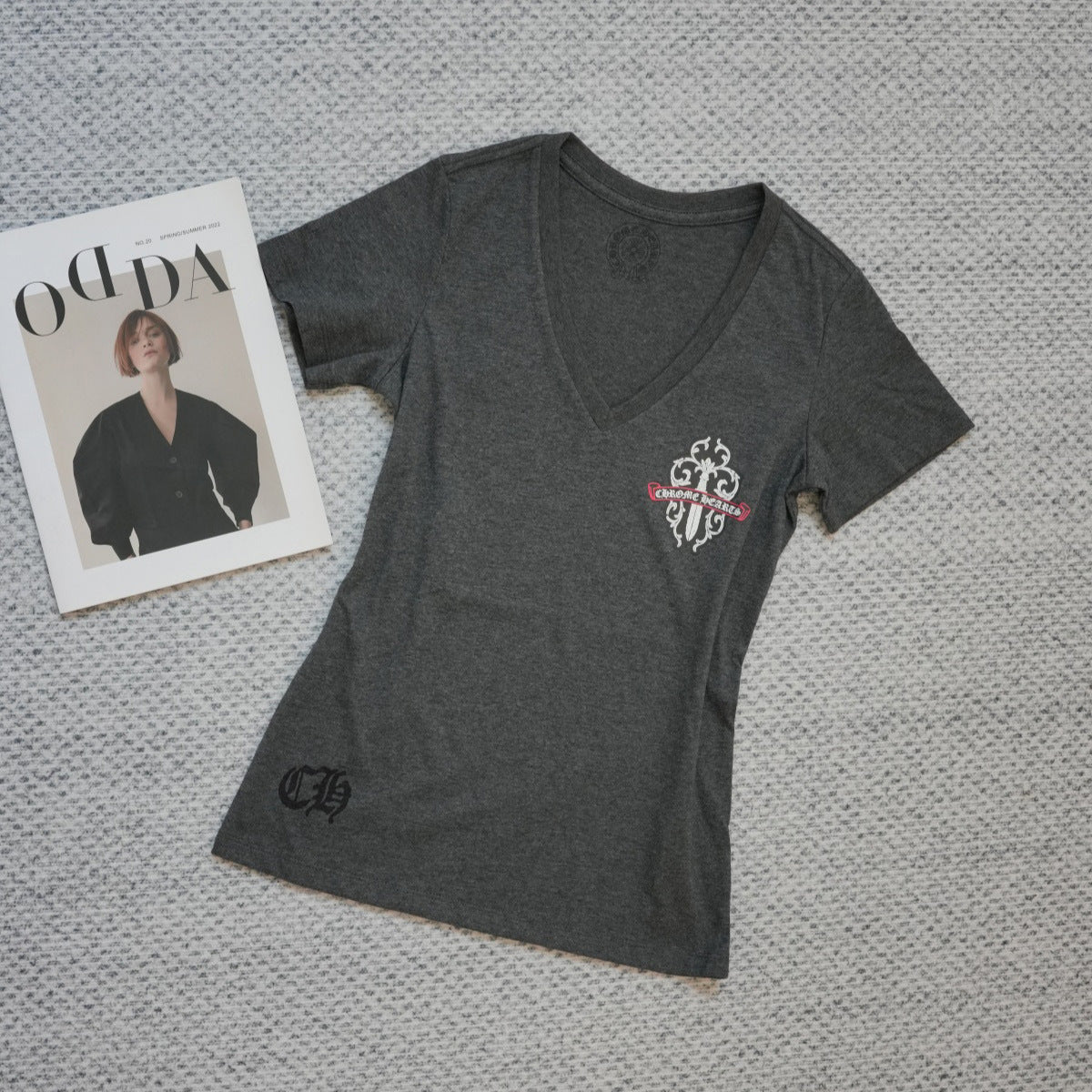 Chrome Hearts camouflage sword V-neck short-sleeved T-shirt