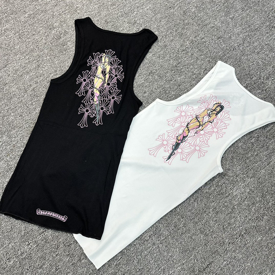 Chrome Hearts deadly doll T-type actress printed vest dress Tank Tops