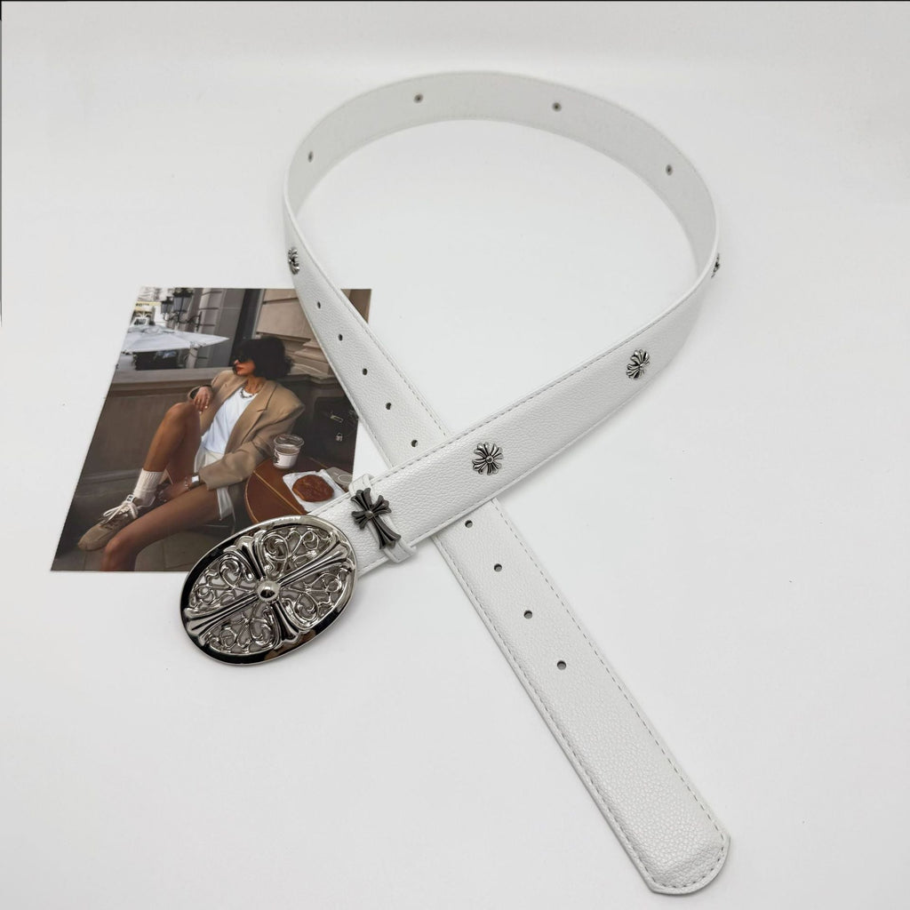Chrome Hearts Cross Star Men's Belt PU Rivet Retro Belt