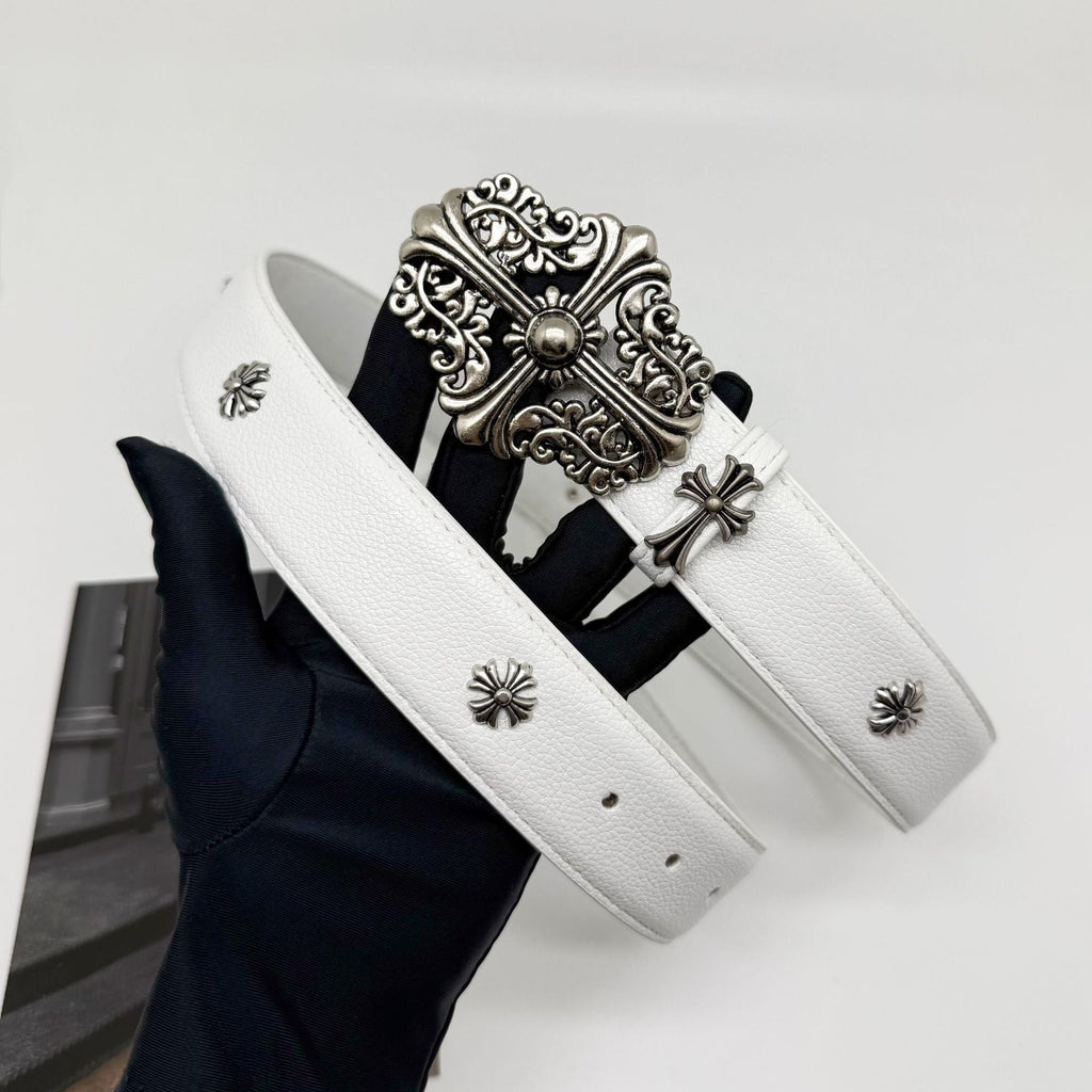 Chrome Hearts Cross Star Men's Belt PU Rivet Retro Belt