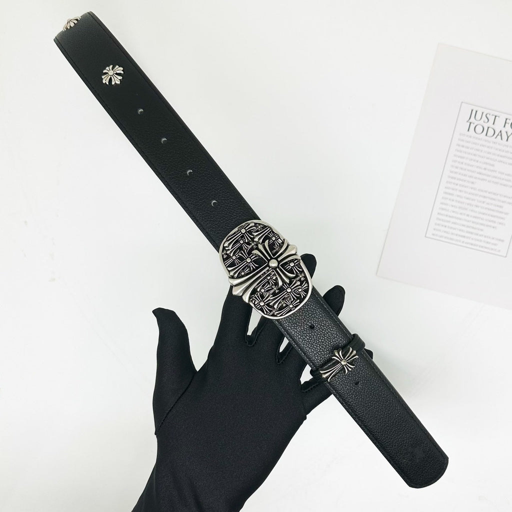 Chrome Hearts Cross Star Men's Belt PU Rivet Retro Belt