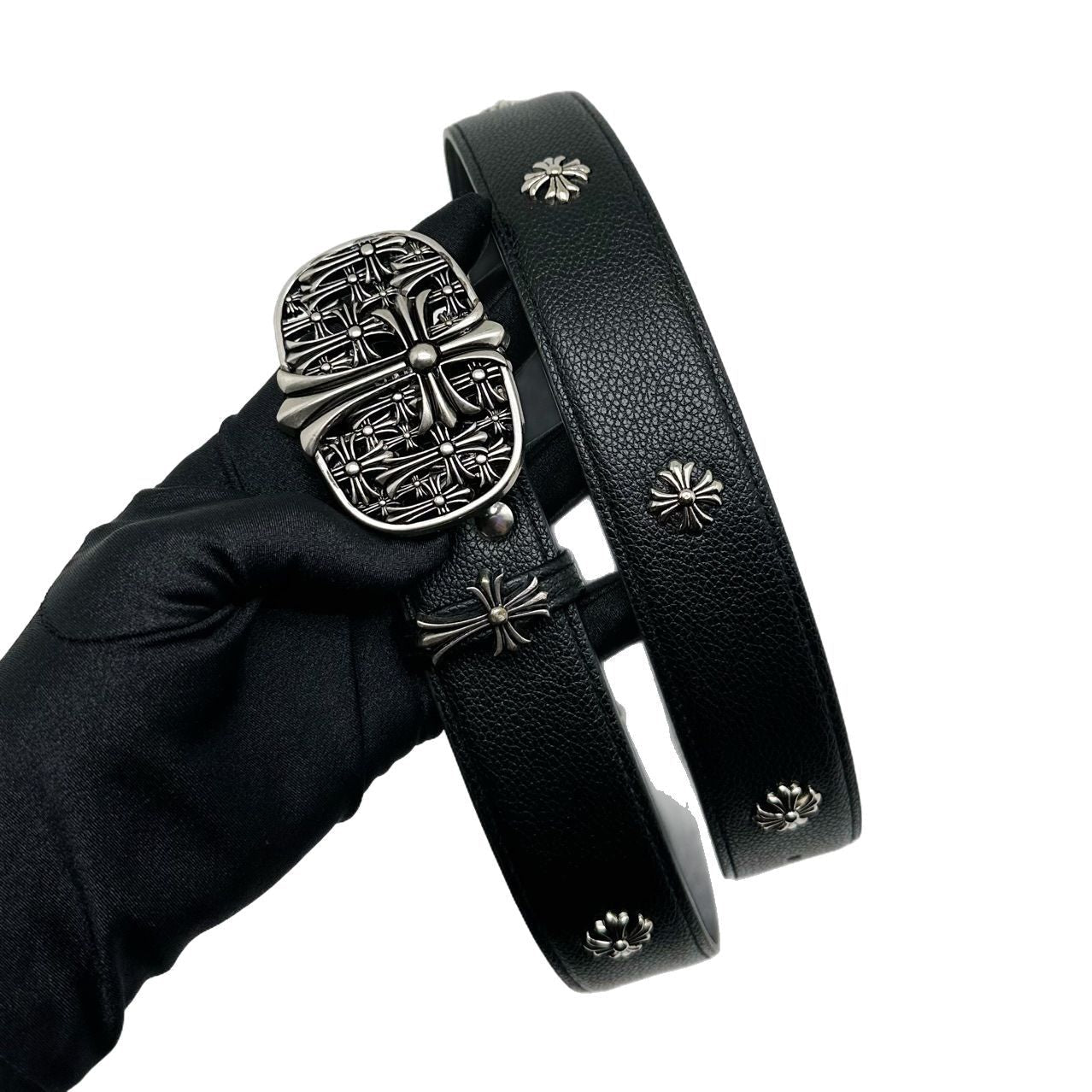 Chrome Hearts Cross Star Men's Belt PU Rivet Retro Belt
