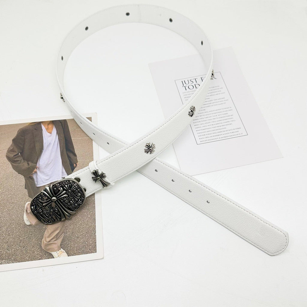 Chrome Hearts Cross Star Men's Belt PU Rivet Retro Belt