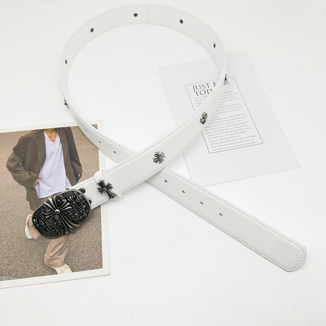 Chrome Hearts Cross Star Men's Belt PU Rivet Retro Belt